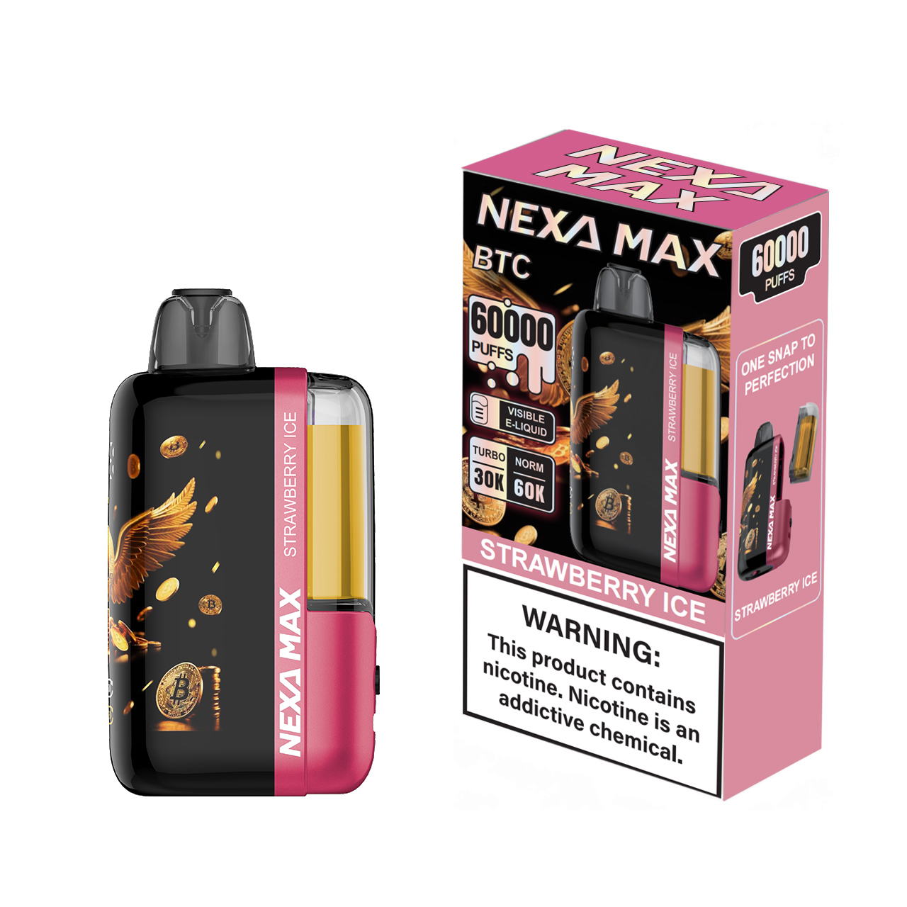 Nexa MAx BTC 60k – Futuristic Design, Legendary Performance, 60,000 Puff Power 50 mg/mL (5%) nicotine strength