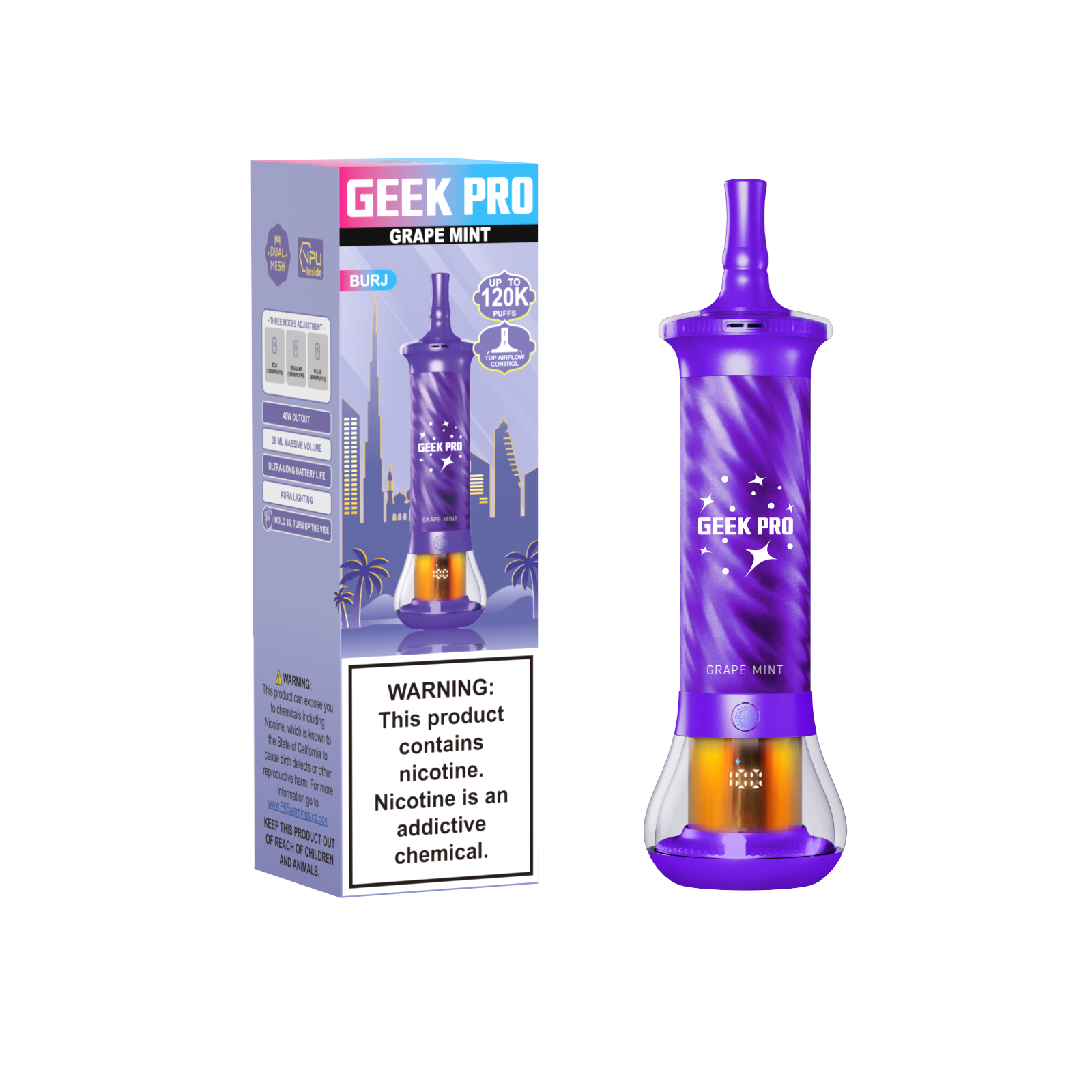 GEEK PRO BURJ 120K Puffs 38ML Dual Mesh Disposable Vape