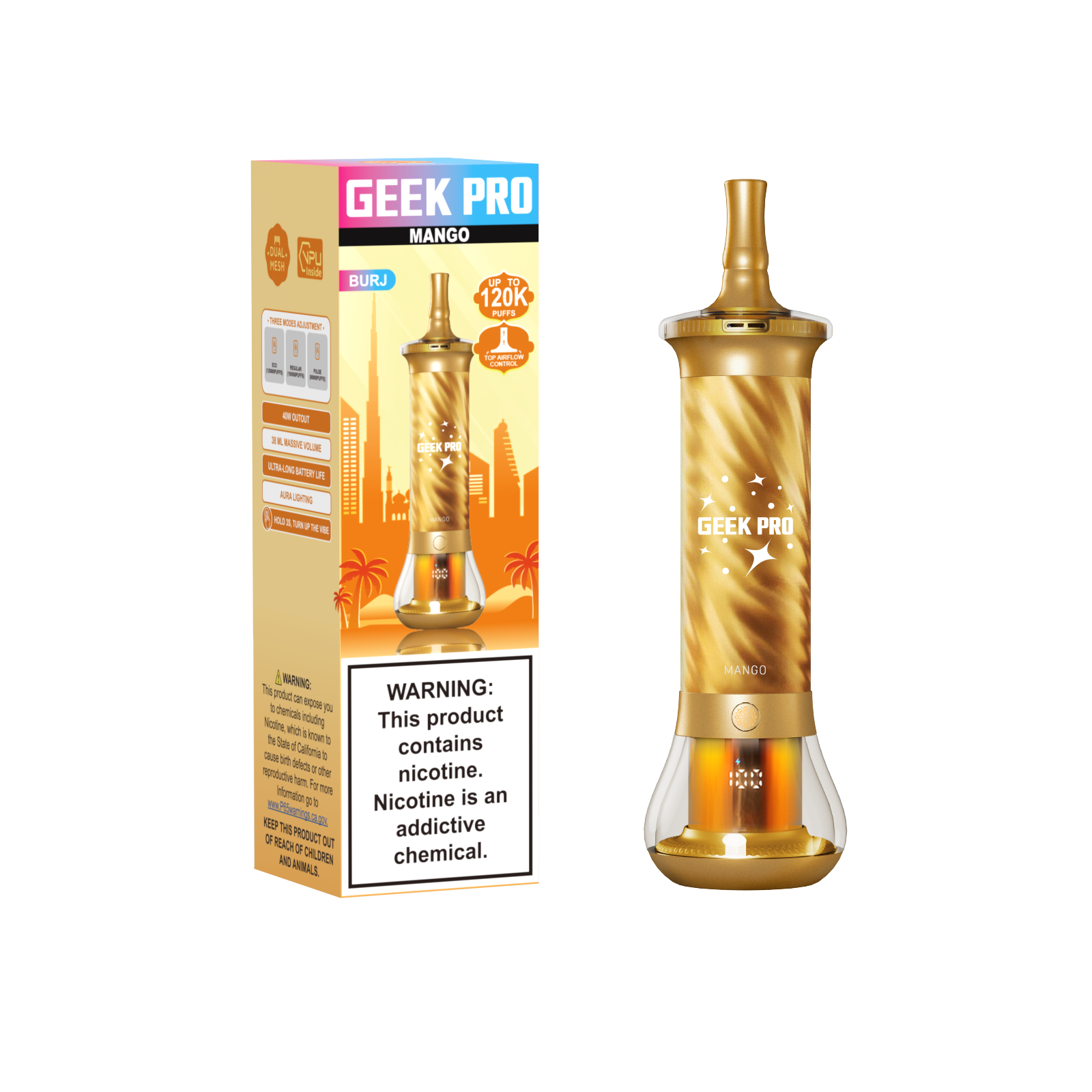 GEEK PRO BURJ 120K Puffs 38ML Dual Mesh Disposable Vape