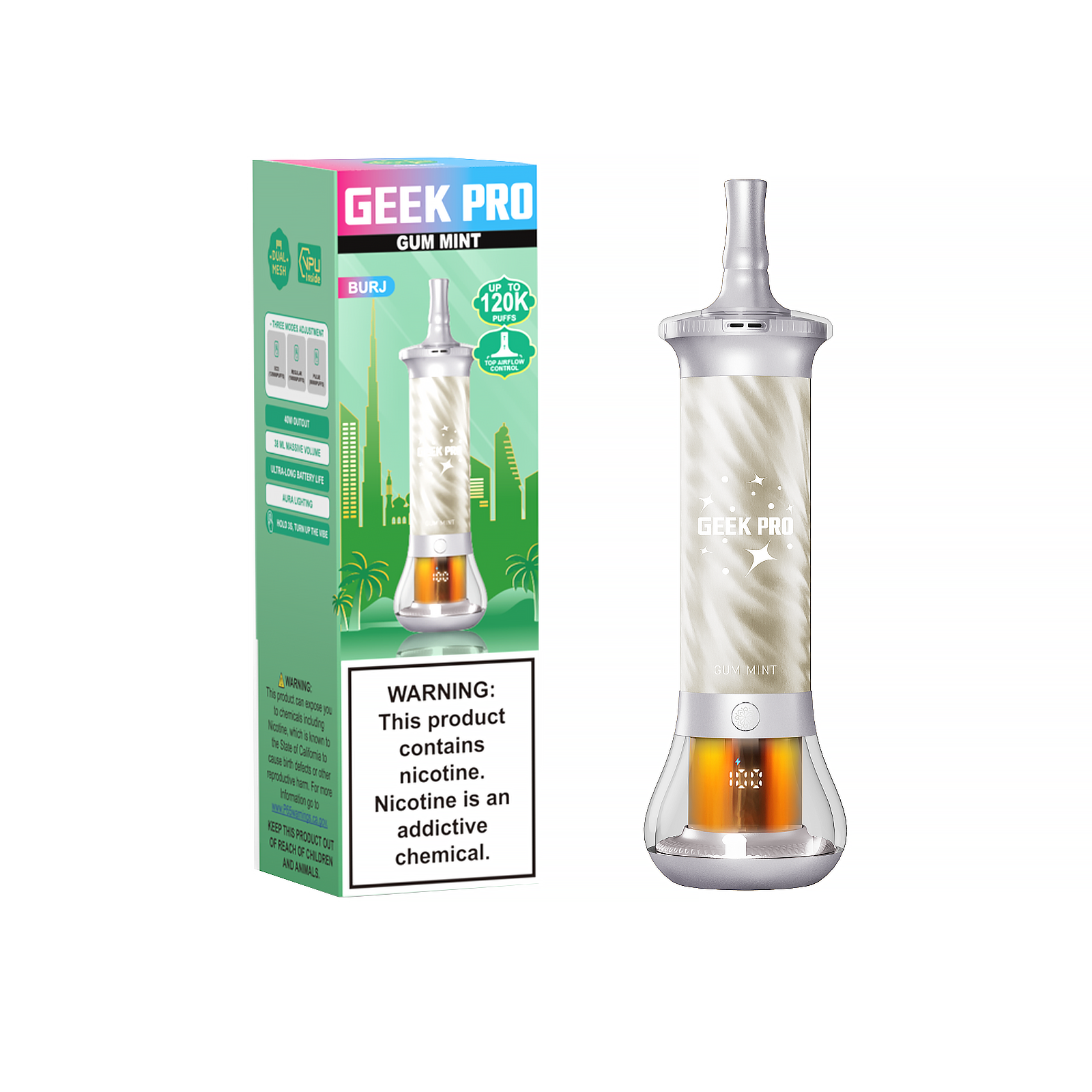 GEEK PRO BURJ 120K Puffs 38ML Dual Mesh Disposable Vape
