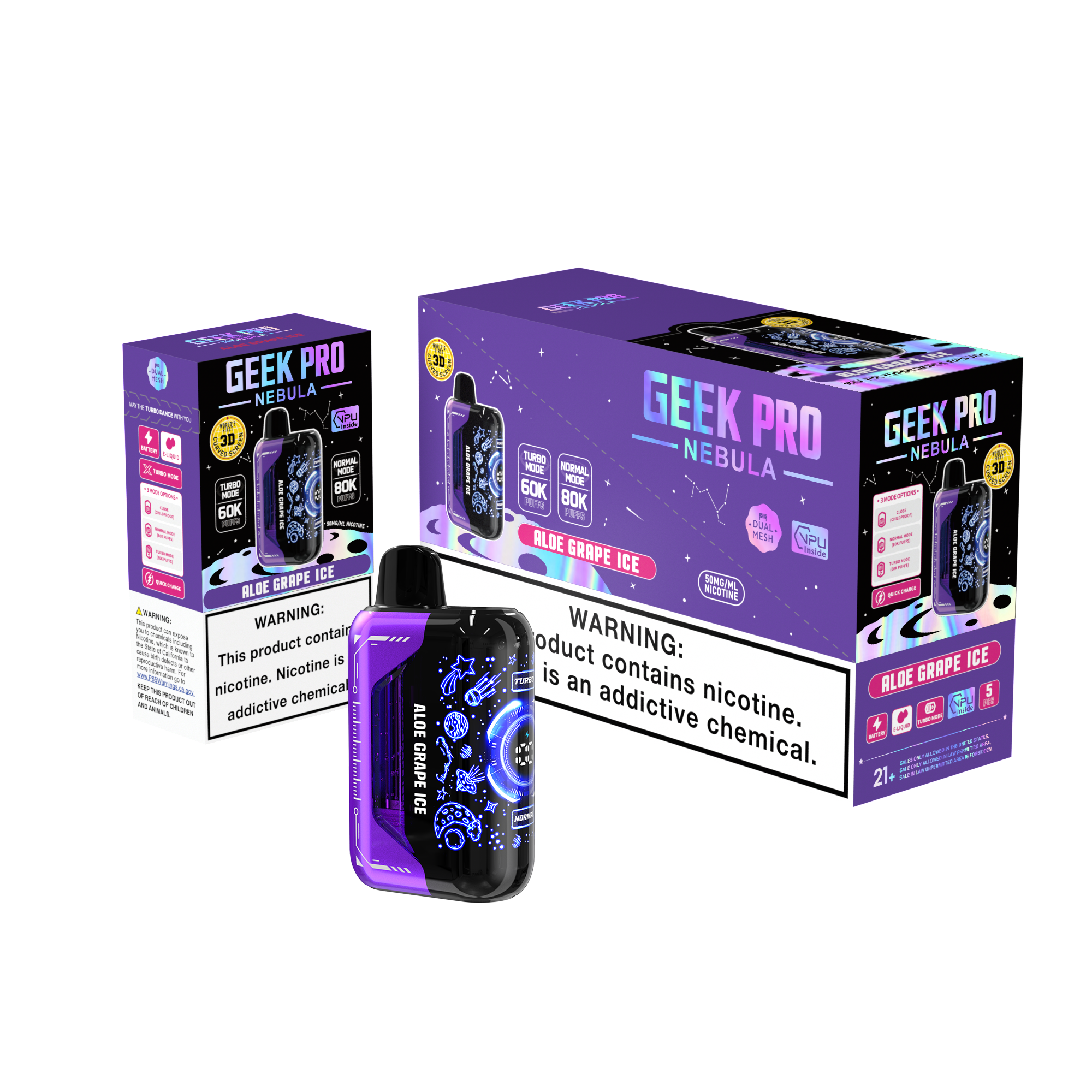 Geek PRO Nebula Dual Mode Clear Tank Vape with 1500mAh Battery
