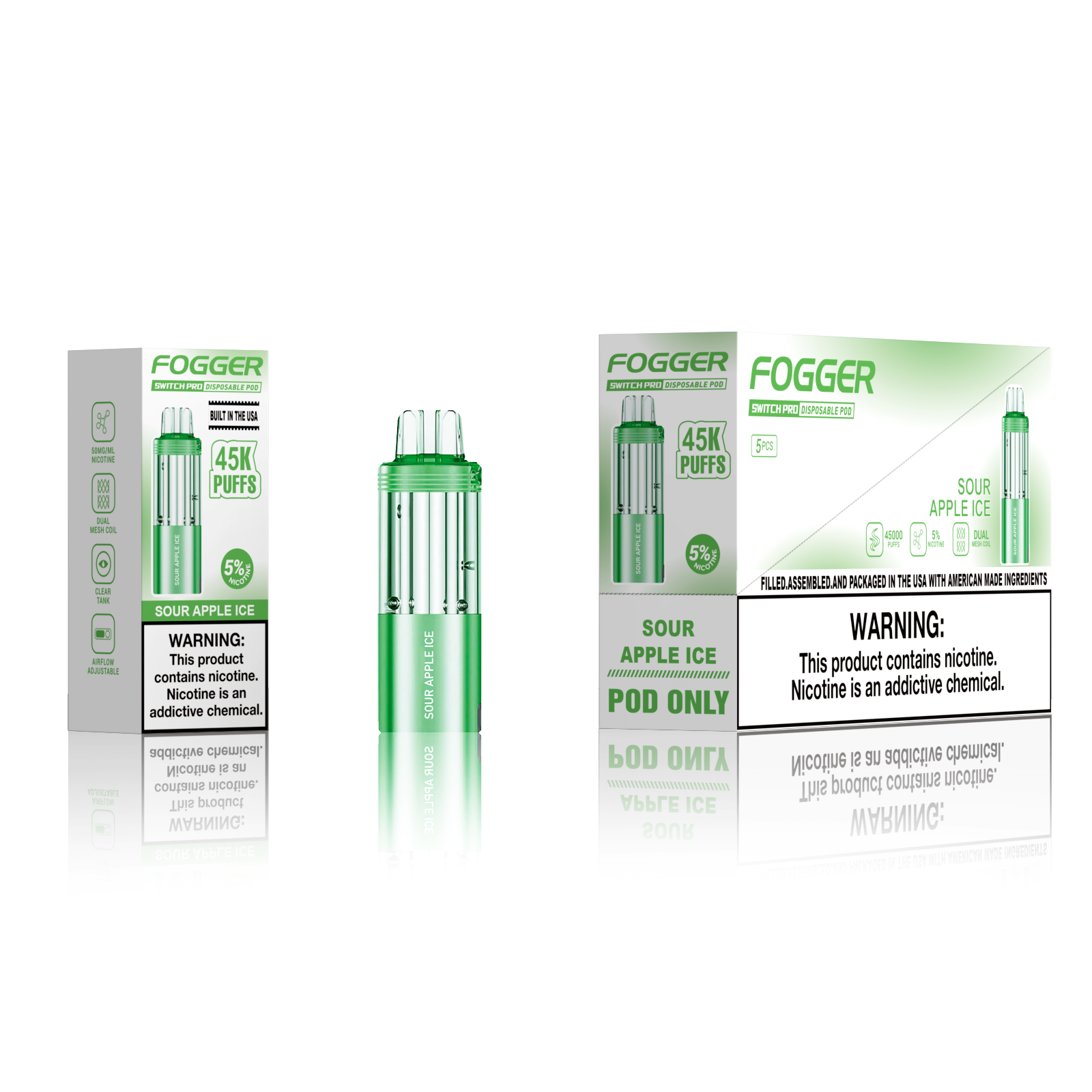 FOGGER VAPE 45000 Puffs Refillable Replacement Pods Disposable Vape Refill Pods, High Capacity Vape Replacement Pods for FOGGER VAPE