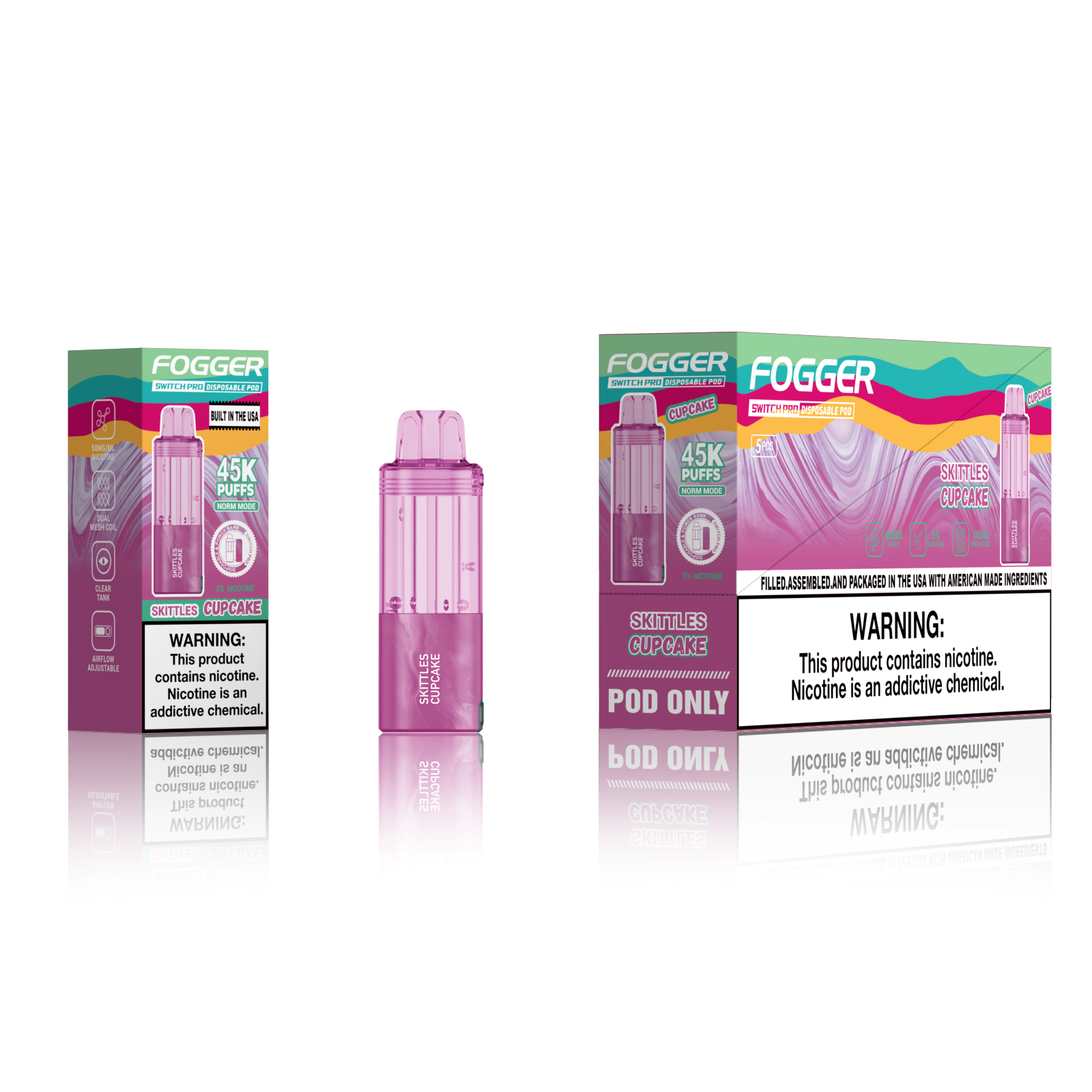 FOGGER VAPE 45000 Puffs Refillable Replacement Pods Disposable Vape Refill Pods, High Capacity Vape Replacement Pods for FOGGER VAPE